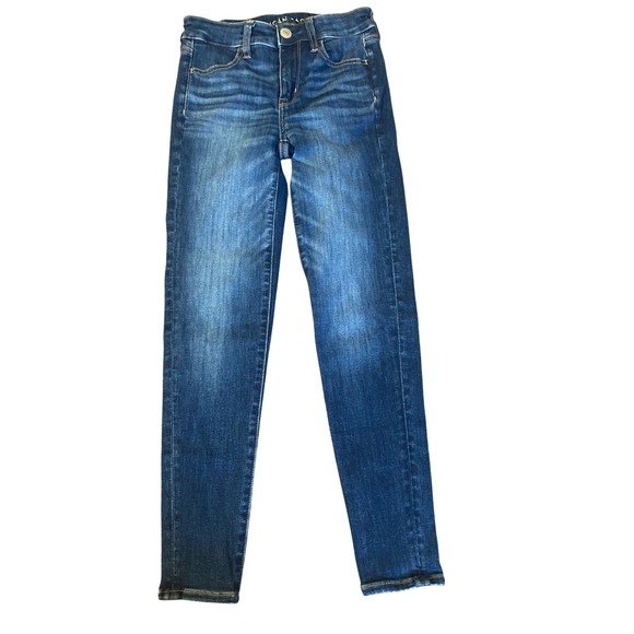 American Eagle Hi-Rise Jeggings Next‎ Level Stretch Dark Wash Jeans Size 0 Short - Picture 1 of 10